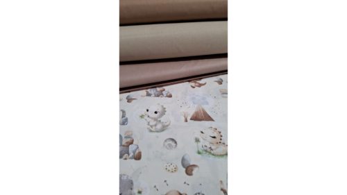 Pamutvászon / dinó minta világos drapp
