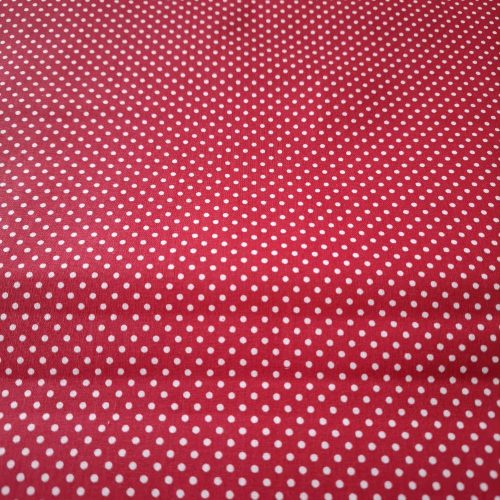 Pamutvászon / piros -  fehér pöttyös 2 mm, 140 cm