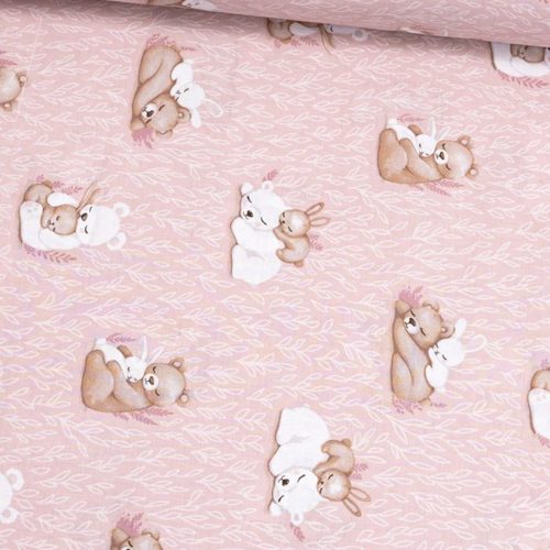 Pamutvászon /  alvó maci és nyuszi